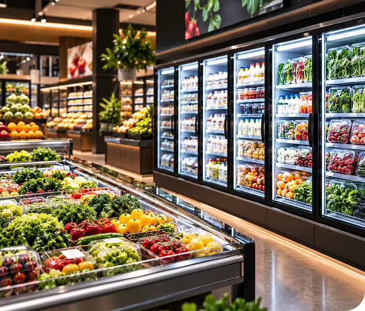 Premium ice cream products in cold storage